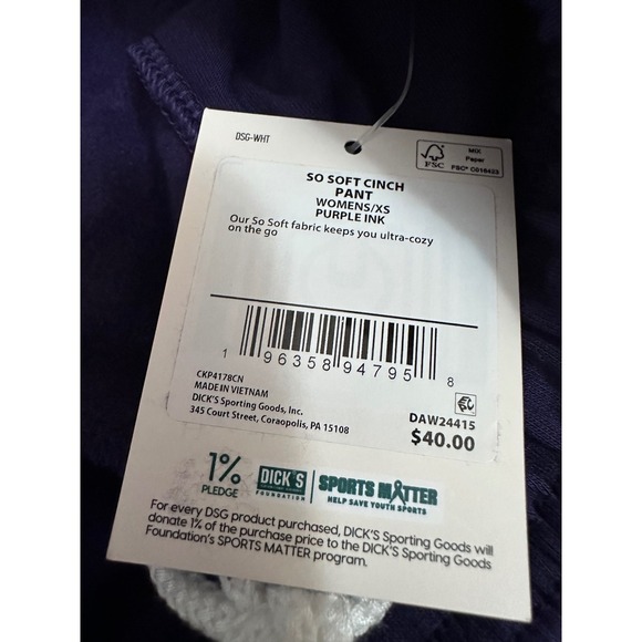 New DSG Women's XS Purple Ink So Soft Cinch Sweatpants Joggers New with Tags - Picture 10 of 10